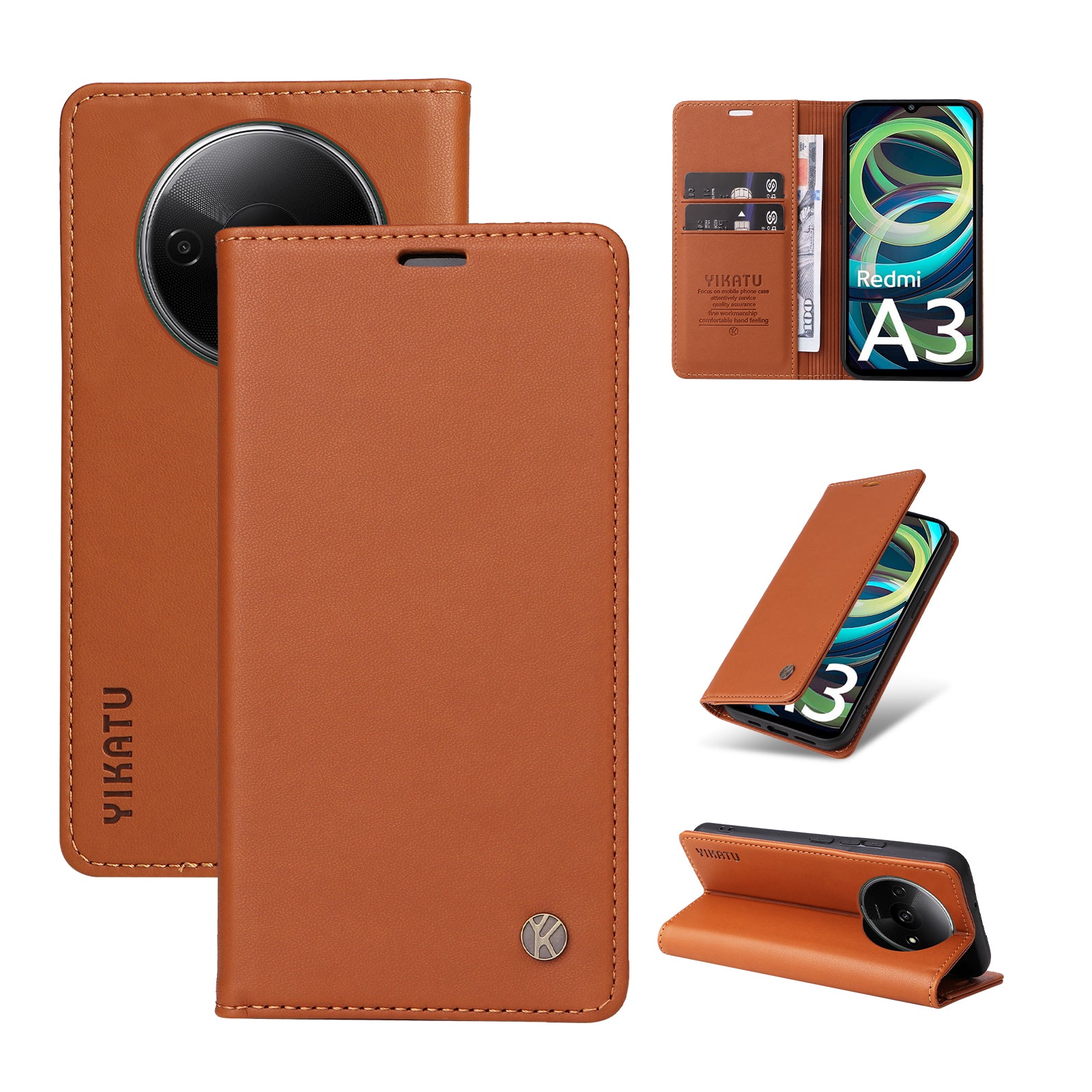 YIKATU YK-001 For Xiaomi Redmi A3 / Poco C61 4G Case Hidden Magnetic Adsorption Leather Phone Cover YIKATU YK-001 For Xiaomi Redmi A3 / Poco C61 4G Case Hidden Magnetic Adsorption Leather Phone Cover